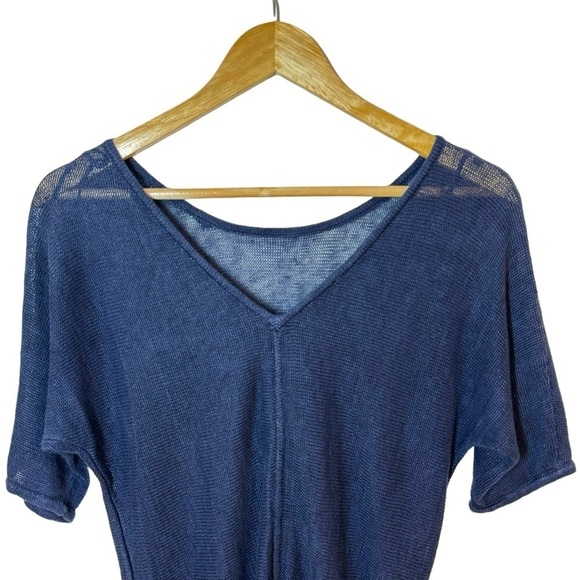 Talbots 100% Linen Short Sleeve Crew Neck Sheer Knit Sweater Navy Size XS - Picture 6 of 10